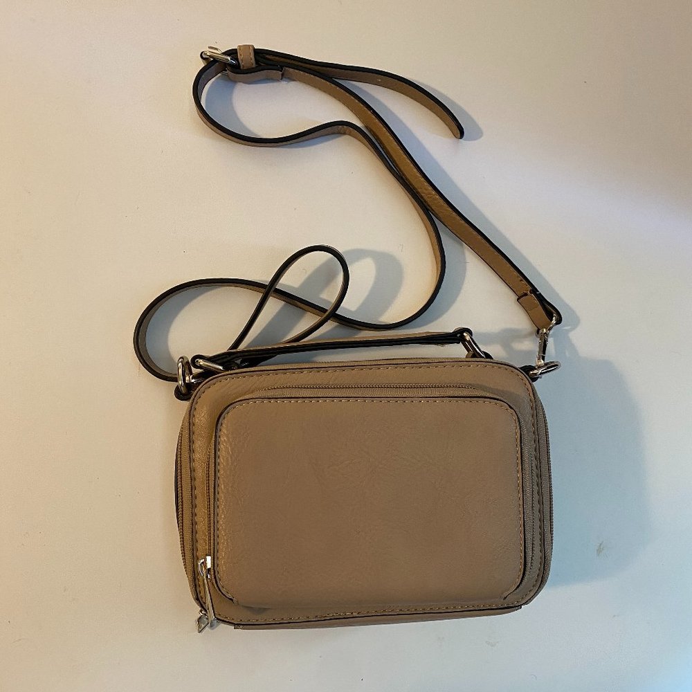 Small Tan Concert Bag with Detachable Strap
